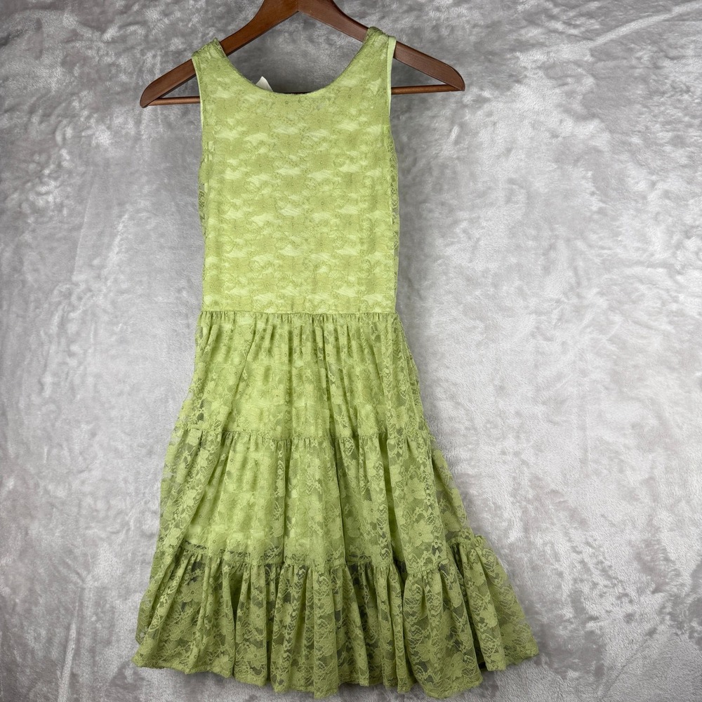 BMG‎ Girls Light Green Lace Tiered Dress Kids Size 10y